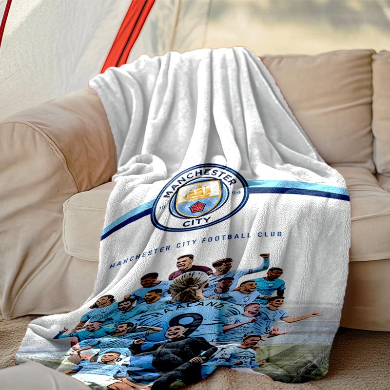 1pc Comfortable Home Print Throw Blanket, Manchester United Manchester City Blanket For Bed and Sofa Use, Special Present For Family