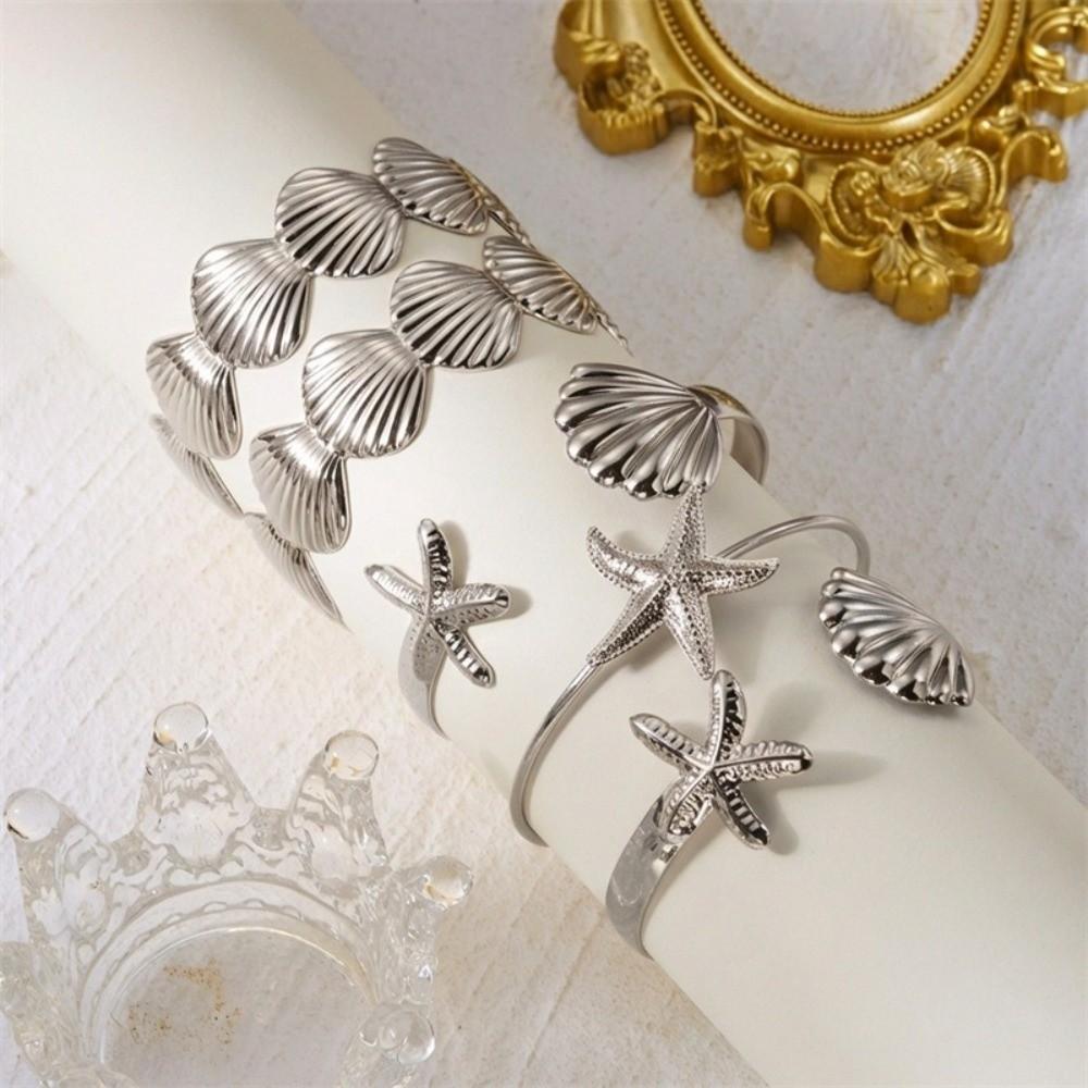 Silver Arm Cuff Bracelets Gold Flower Upper Arm Bracelet for 5Pcs/Set Party