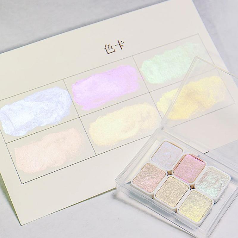 Juego de pintura de acuarela sólida manual de la serie Pearl de 6 colores de 1 ml para pintar uñas con acuarela decorativa