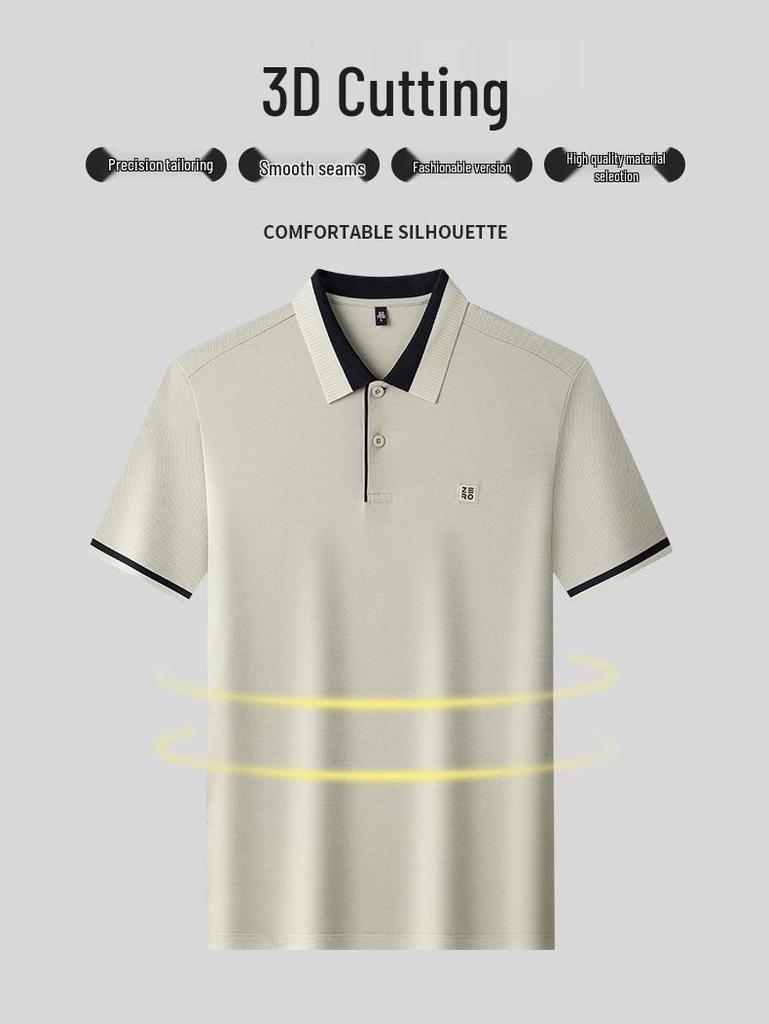 Men's Bamboo Fiber Short-Sleeve Polo - Casual, Fashionable, Breathable, Lapel T-Shirt