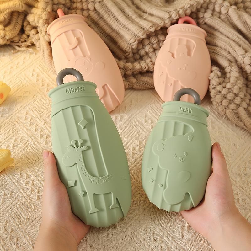 Cartoon Silicone Hot Water Bottle - Microwave Ready, Explosion-Proof, Cute Hand Warmer for Babies
