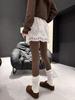 White Lace Ruffled A-line Skirt: Women's Slimming Mid-Waist, Romantic Layered Style, Plus Size Available