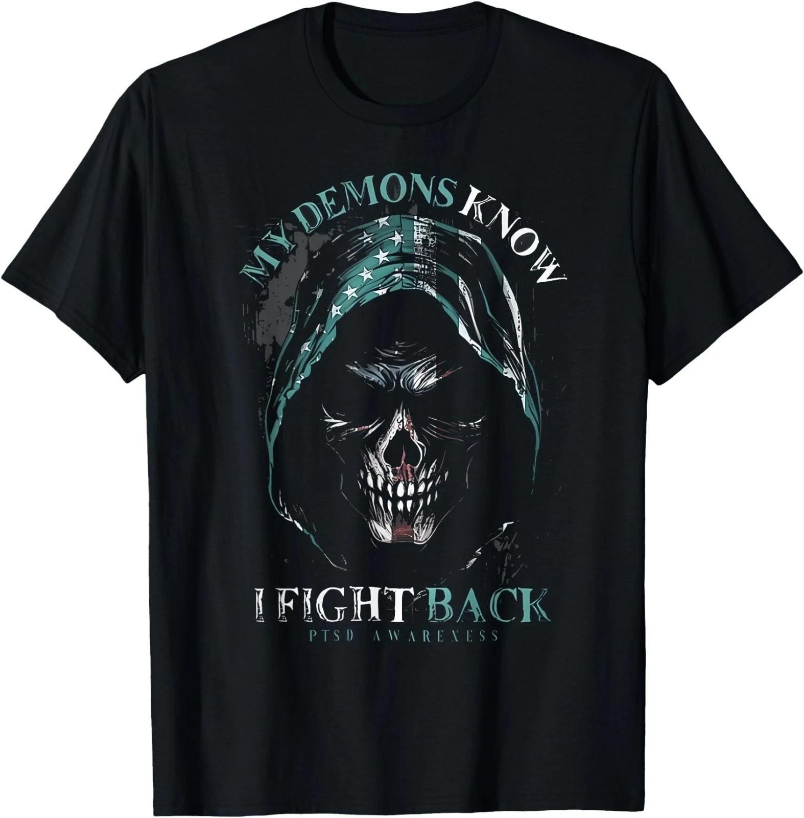 Reaper My Demons Know I Fight Back PTSD Awareness T-Shirt S разноцветный