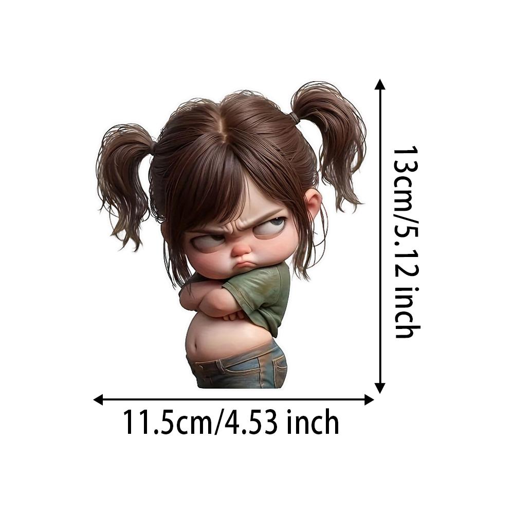 Angry Girl Cartoon Vinyl Decal - Self-Adhesive PVC Sticker for Laptop, Car, Truck, Motorcycle, Wall, Window And More JM31