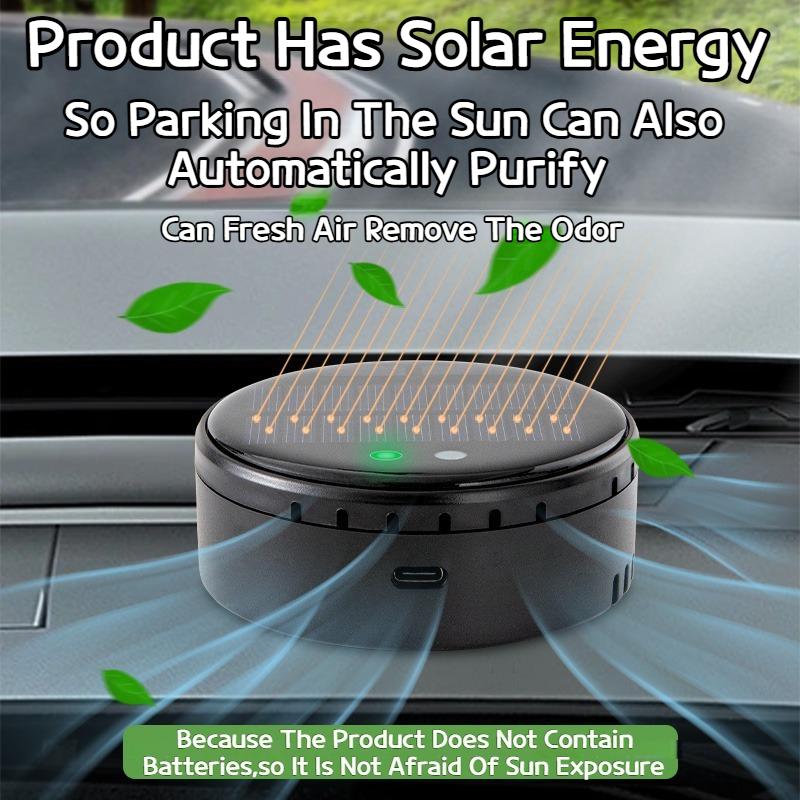 Car Air Purifier with Dual-Core Technology, Removes Odor and Formaldehyde, Solar & USB Powered, Dual Use for Car and Home