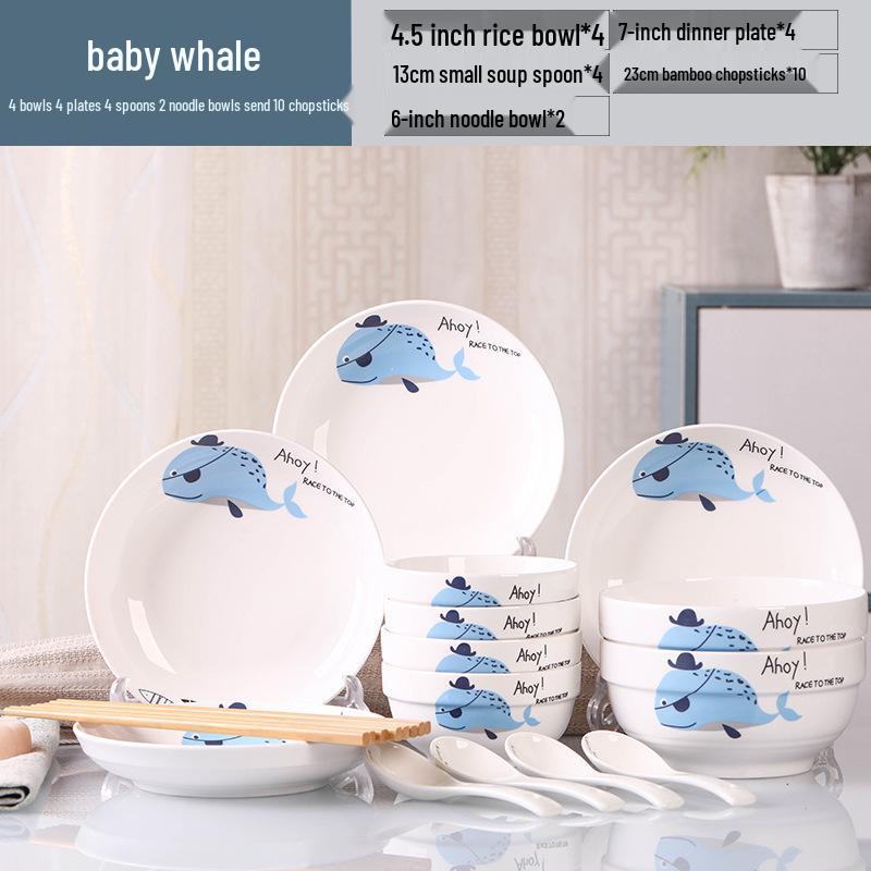 2026 Stylish 8-Piece Dinnerware Set: Plates, Bowls & Chopsticks for Student Dorms