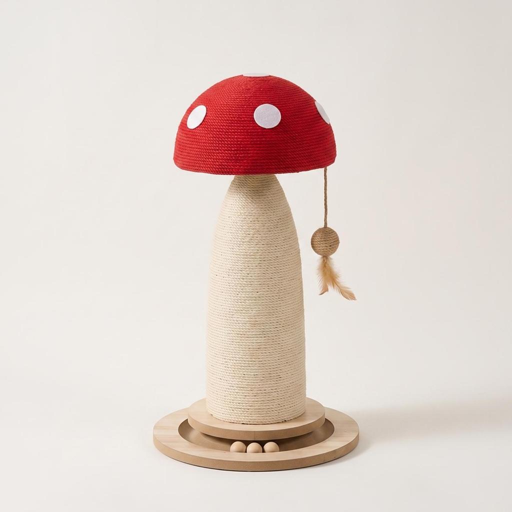 Toadstool Cat Scratching Post Cute Pet Furniture Wooden for Living Room, Cats