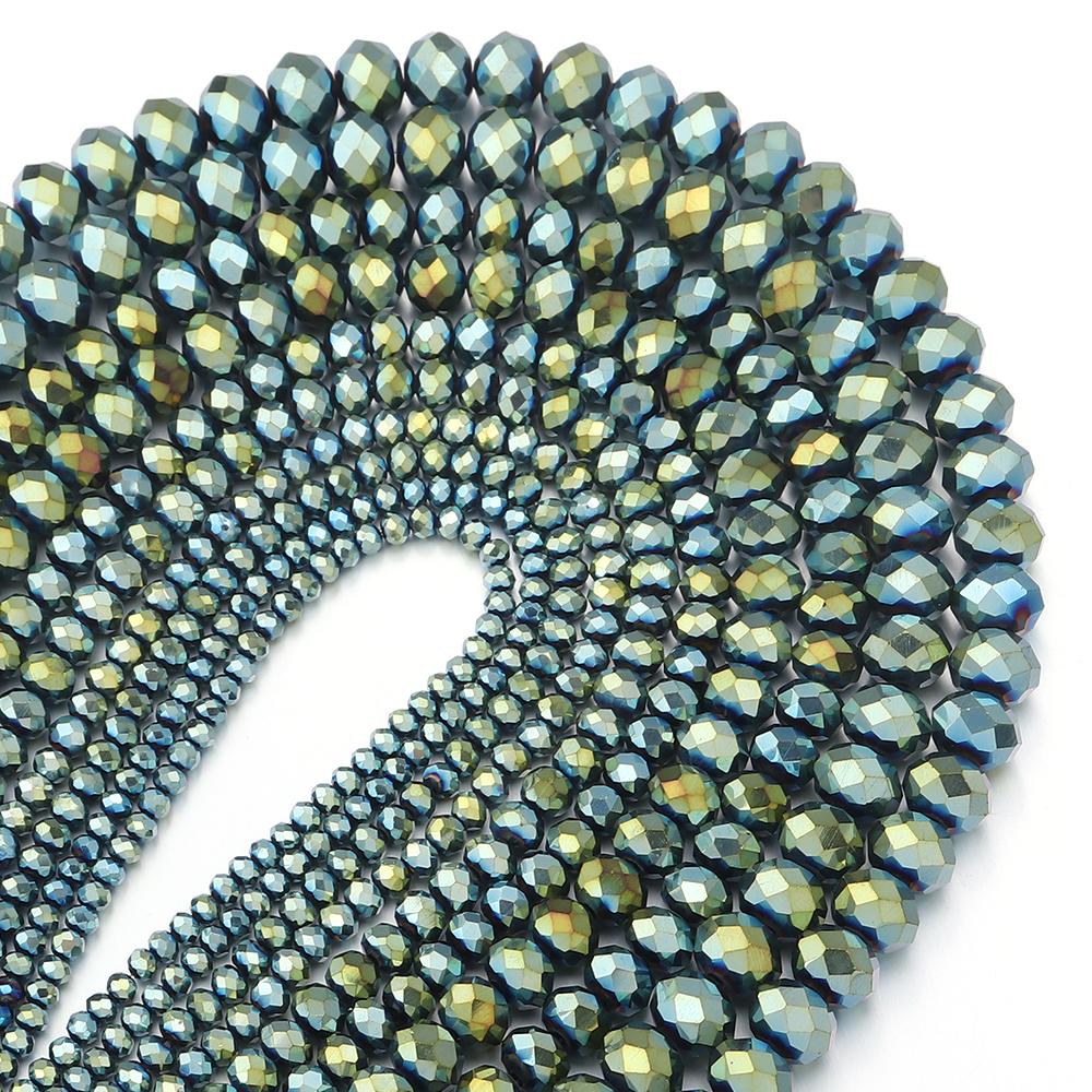 3/4/6/8/10mm Faceted Crystal Beads Green AB Abacus Glass Loose Spacer Beads For Jewelry Making DIY Necklace Bracelet Accessories