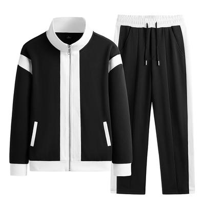 Erkek Hırka Ceket + Pantolon Günlük Spor Giyim Bahar Dik Yaka Moda Patchwork Atletizm Spor Giyim