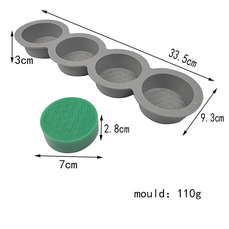 Vintage Round Floral Silicone Mold (4-Cavity)