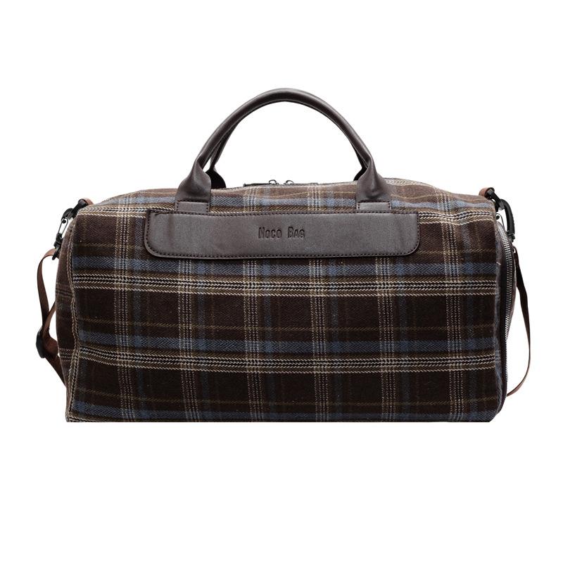 Women's Casual Simple Plaid Trendy Model Going Out Portable Travel Bag with Shoes Warehouse Model Moving Luggage Bag