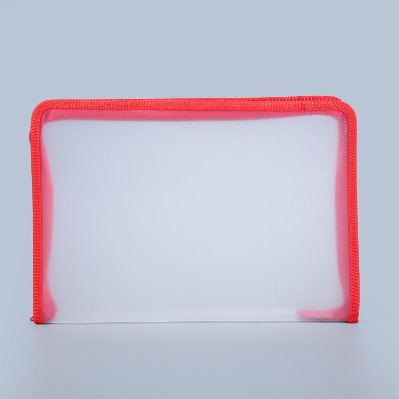 A4 Transparent Multi-Color Zipper Bag - Waterproof, Stain-Proof Document & Test Paper Storage with Ribbed Edging A4 красный