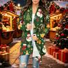 Damen Casual Weihnachtsdruck Langarm Strickjacke Pullover Mantel für Herbst Winter