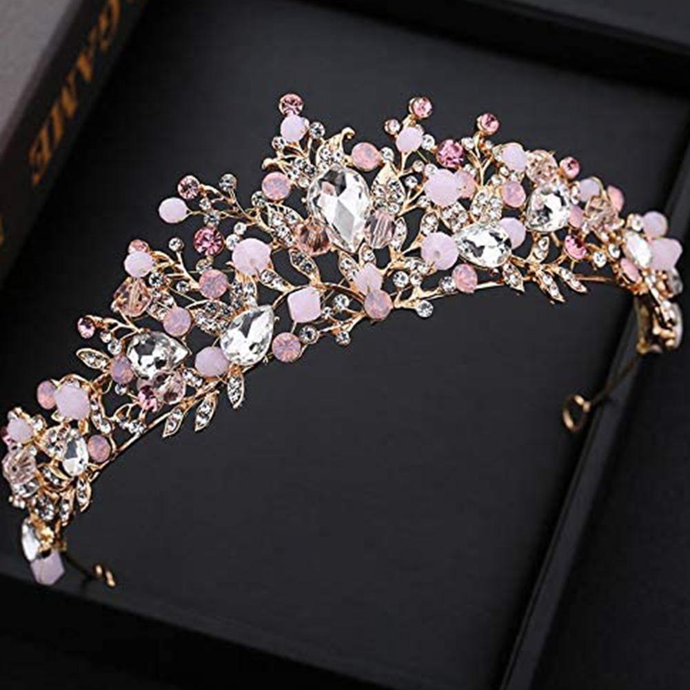 Girls Crystal Tiara Princess Crown Headband Bridal Wedding Rhinestone Hair Accessories Birthday Christmas Cake Topper Dress Up