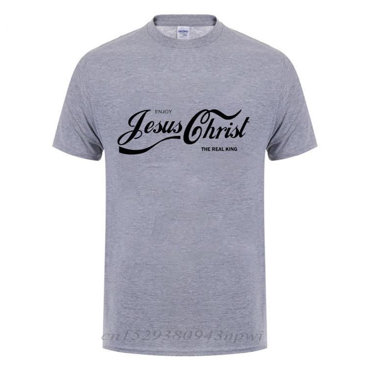 ENJOY JESUS CHRIST THE REAL KING CHRISTIAN FUN T SHIRT Baptism Church Bride Squad Esthetic Faith Cotton Funny Gift TShirt