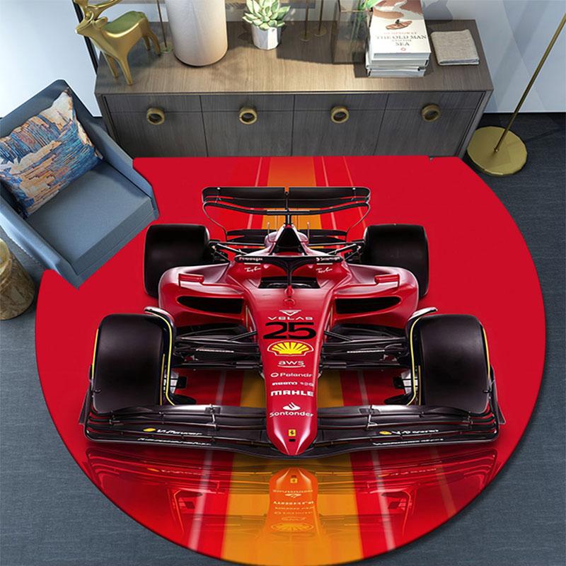 Racing car pattern round rug,Carpet Rug for Living Room Bedroom Playroom ,Non-slip Floor Mat,Holiday Gifts and Birthday Gifts.