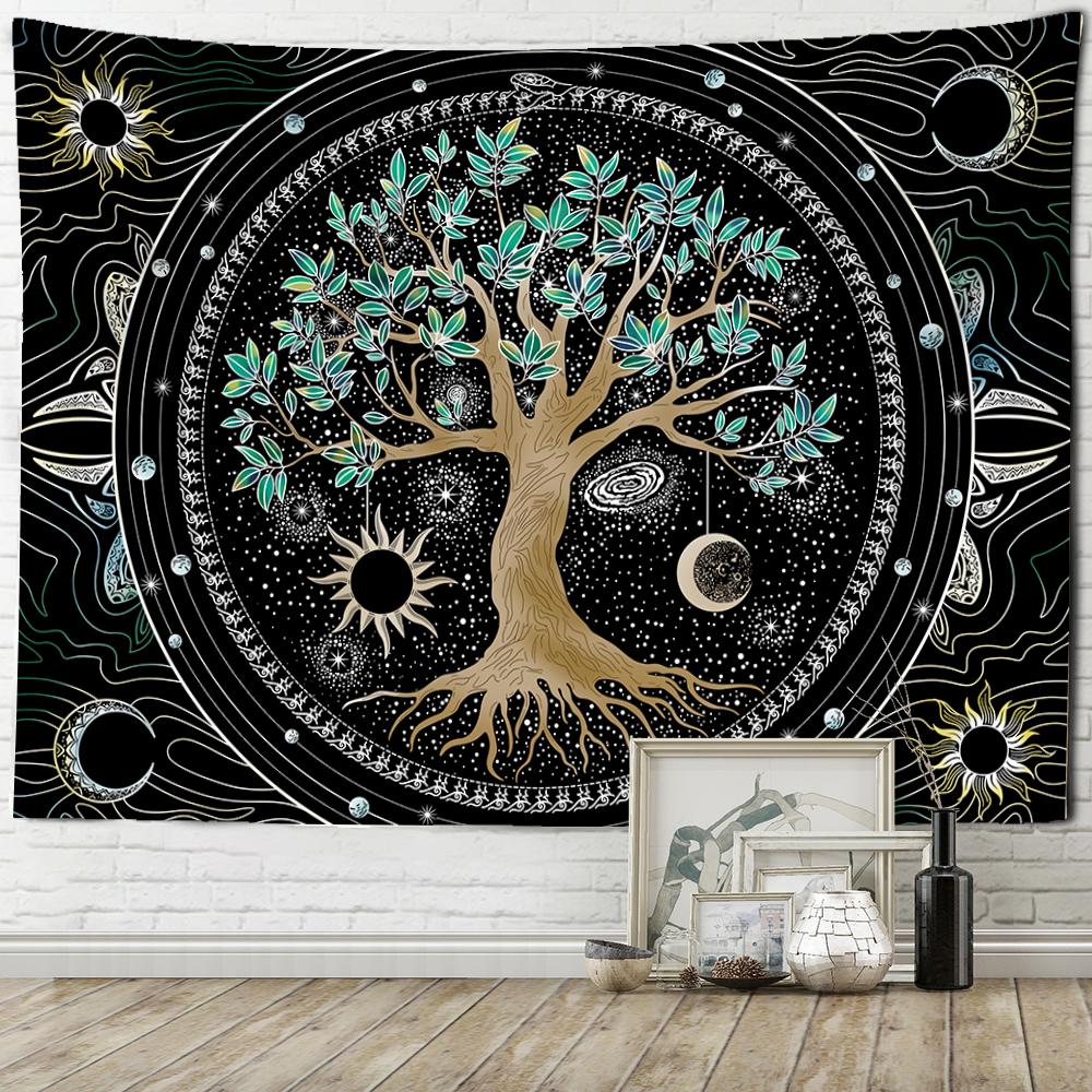 Aesthetic Tree Of Life Tapestry Wall Hanging Color Art Simple Hippie Witchcraft Mysterious Room Home Decor