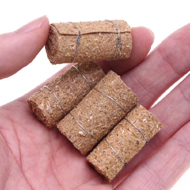 4pcs Natural Straw Bundle For Miniature Doll House Display Educational Farm Scene Props Child Safe Pretend Play Supply