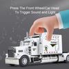 1:24 Peterbilt 389 Toys Alloy Cars Diecast Models with Light Music Pull Back Vehicle 3 Doors Opened Miniature Car for Boys Gifts