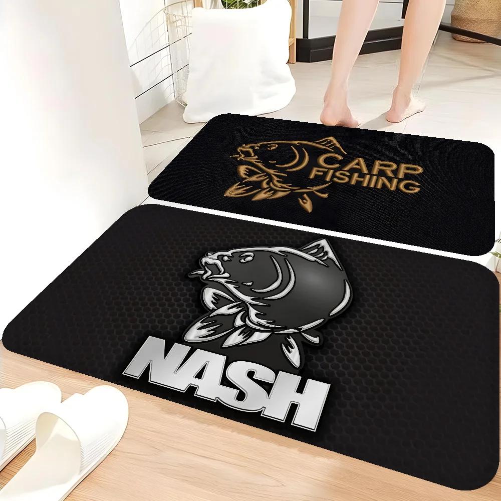 Nash Fishing Logo Floor Mat Bathroom Mat Kids Room Bedroom Decoration Balcony Anti-Slip Doormat Living Room Bedside Area Rugs