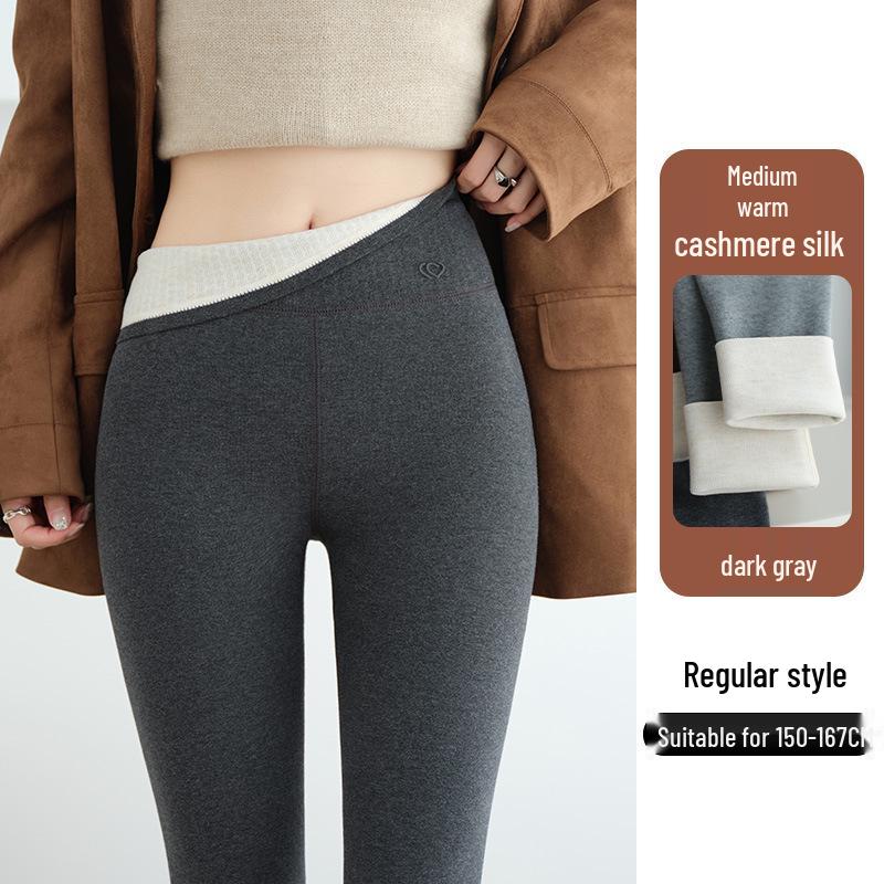 Korean Style High Waist Velvet Base Layer Pants for Women - Winter Slimming, Comfortable, Stretchy, and Non-Bulky.
