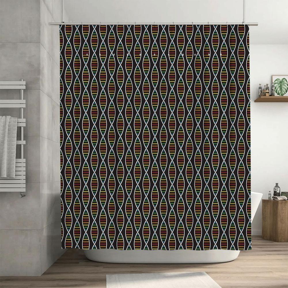 DNA Pattern Shower Curtain Modern Abstract Science Biology Decor Washable Fabric Bathroom Curtain Backdrop