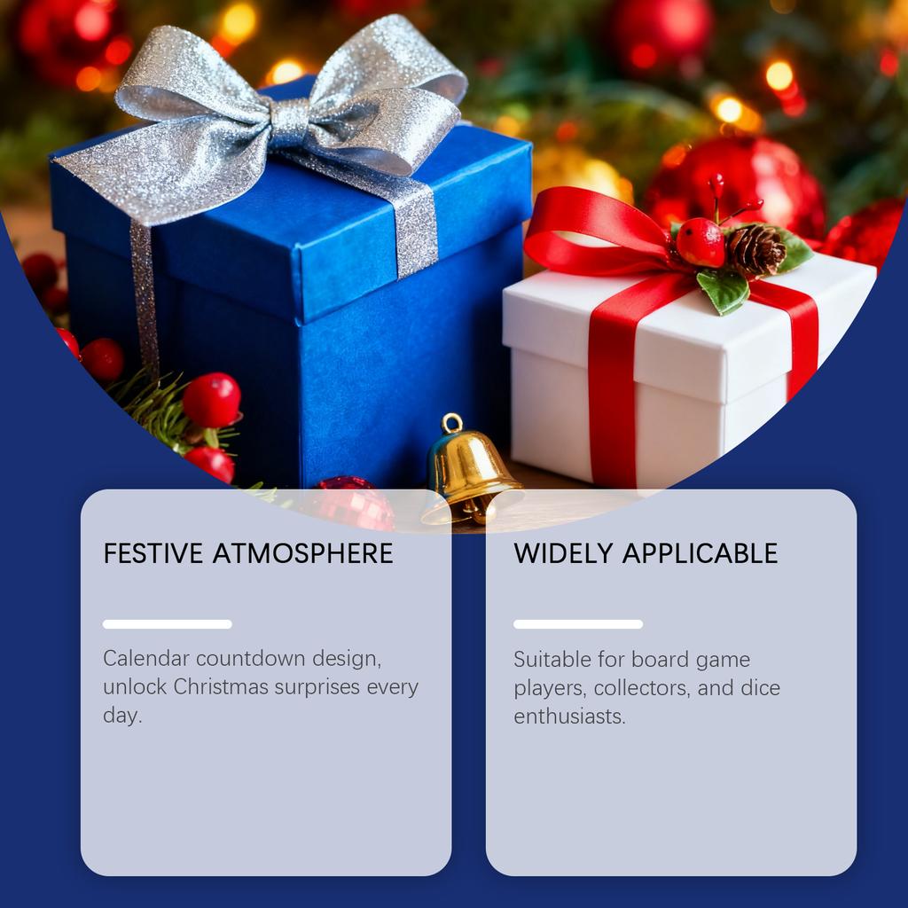 Sada kostek vánočního adventního kalendáře, 24denní dárek pro odpočítávání Vánoc, Vhodné pro RPG, nadšence do deskových her na hrdiny
