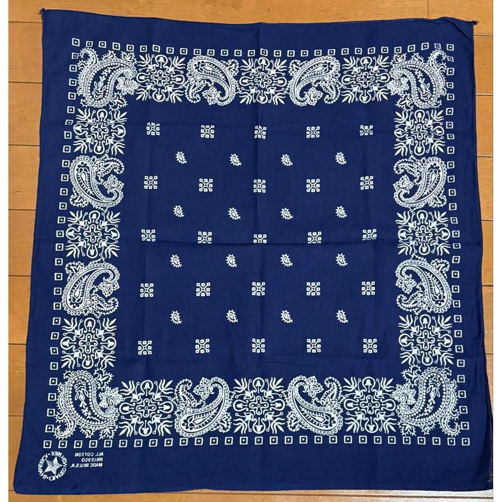 Used VINTAGE BANDANA USA CLOTH PAISLEY JAY ADAMS 80s NAVY