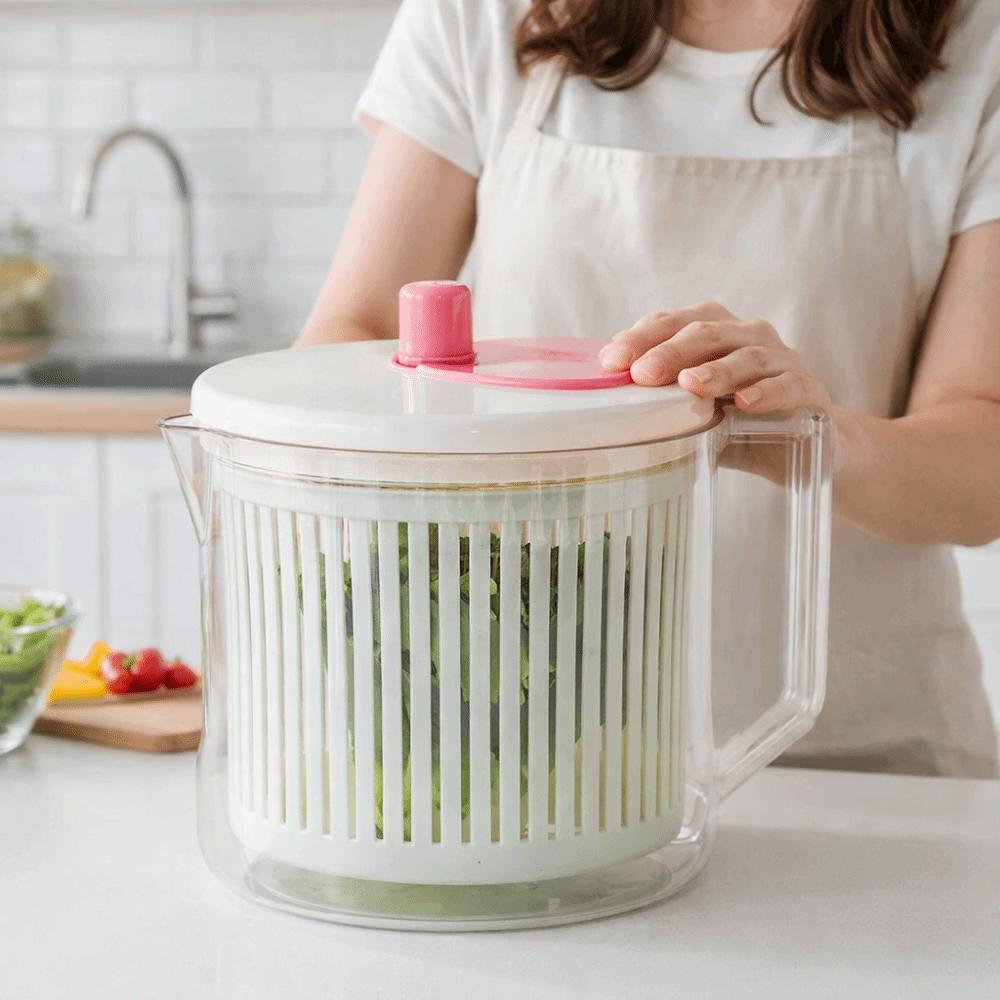 Drain and Spin Dryer Vegetable Dehydrator Plastic Fruit  Manual Spin Basket  Household Use