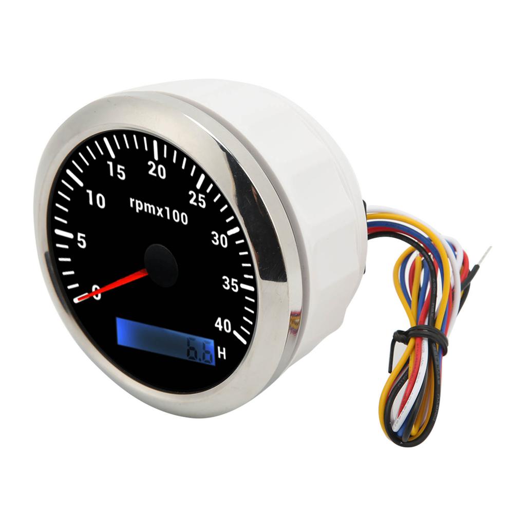 DC 9 To 32V 85mm Engine Pointer Tachometer 4000RPM Accurate Red Pointer Black Dial For RV Yacht Fish
