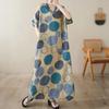 Women's V-Neck Floral Maxi Dress Short Sleeve Loose Boho Summer Dress