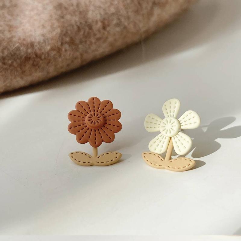 

Новые элегантные асимметричные серьги с цветком цвета хаки, кремово-белые, коричневые, для женщин, аксессуары для девочек