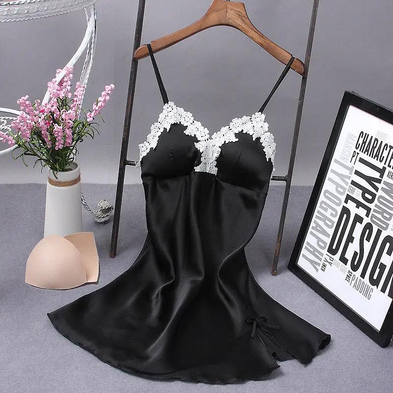 Vestito Accappatoio Estivo da Donna in Seta Babydoll Camicia da Notte Monocolore Scollo a V Lingerie Sexy Camicia da Notte Pigiama