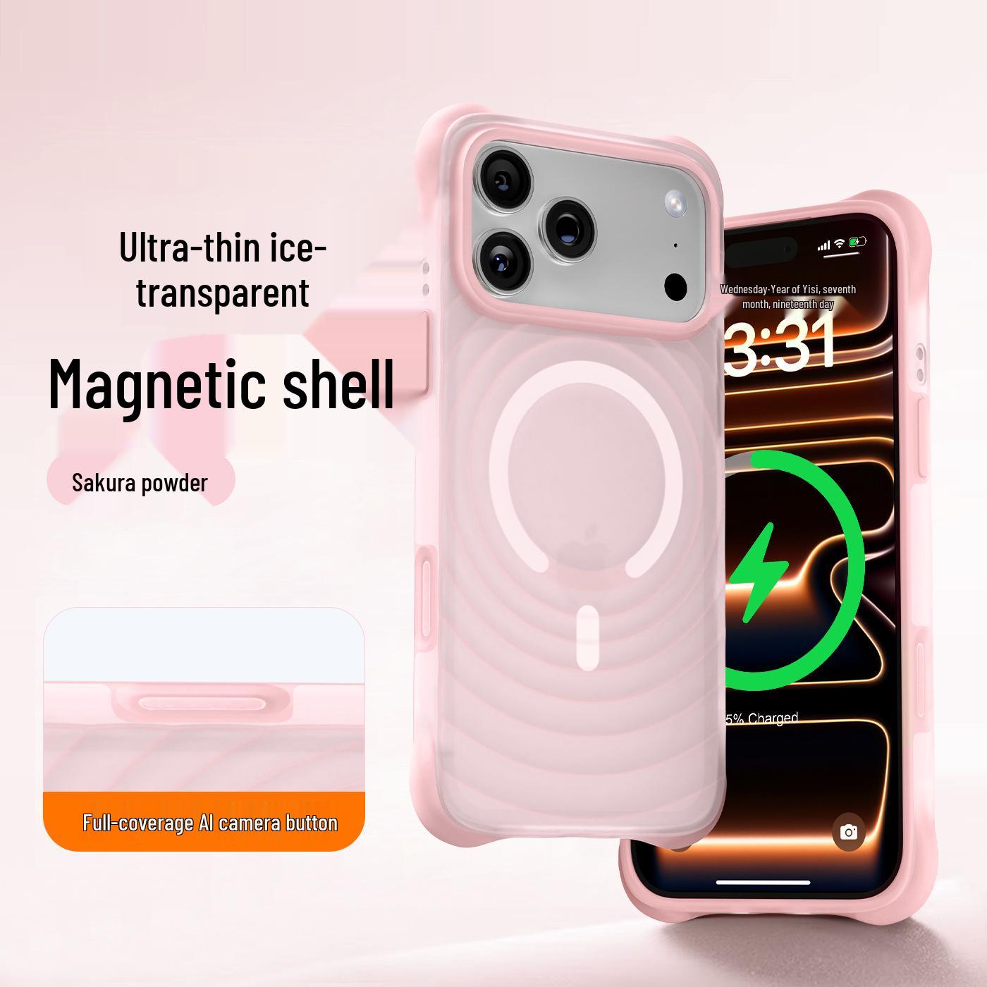

iPhone 17 Pro Max Magnetic Semi-transparent Wave Case, Ultra-thin Anti-drop Protective Cover iPhone 16 Pro Max