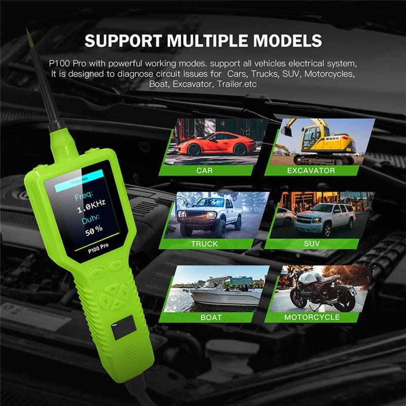 P100 Pro Power Scan OBD2 12V/24V Car Truck Electrical Circuit Tester Battery Tester OBD Diagnostic Repair Tool