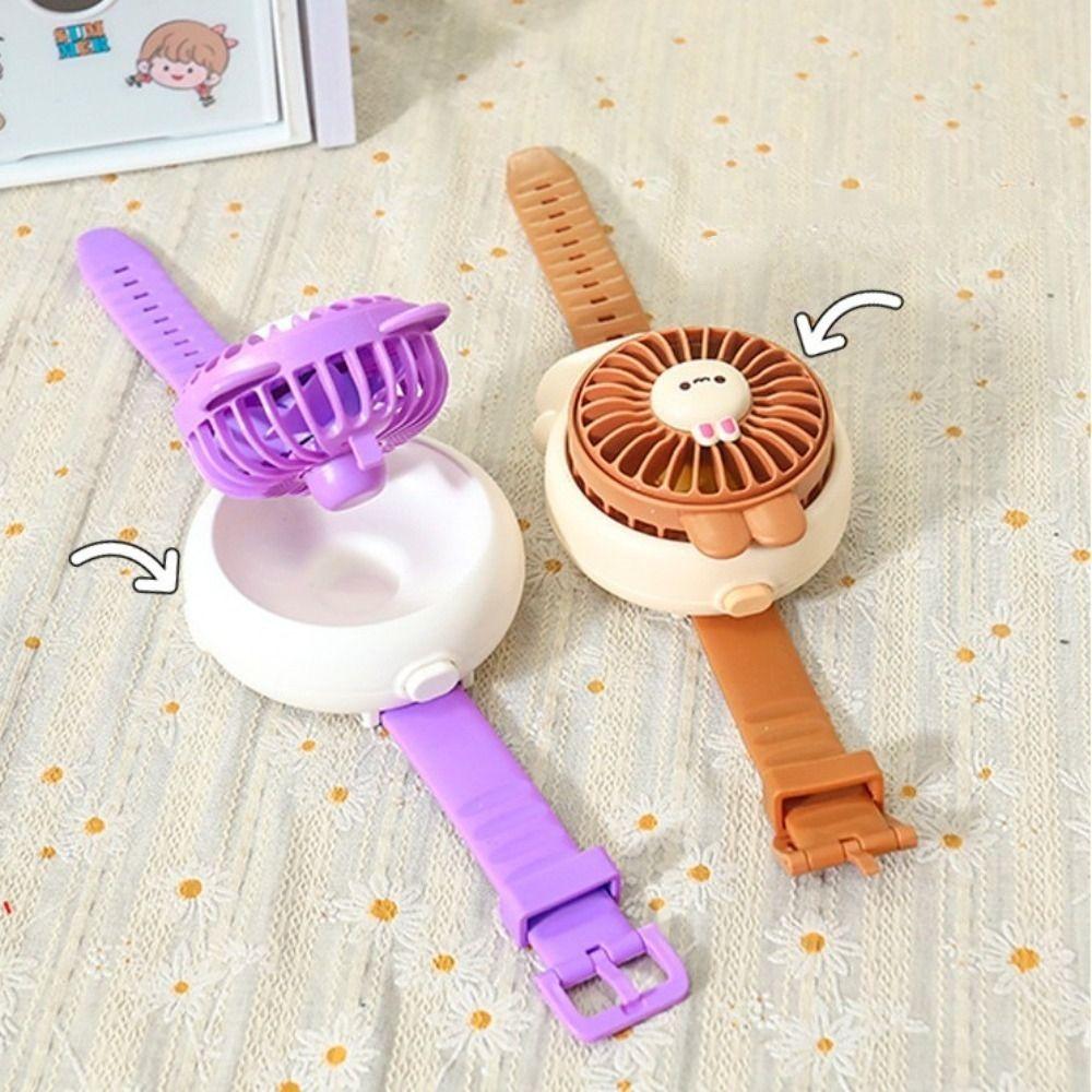 USB Charging Portable Cute Watch Fan 3 Speeds Watch Small Fan Capybara Electric Fan Student