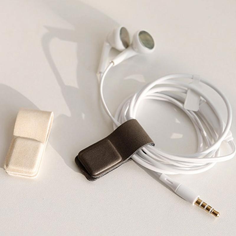Portable Magnetic Earphone Cord Holder Leather Wrap For Fast Organization Intertwist Prevention And Easy Storage