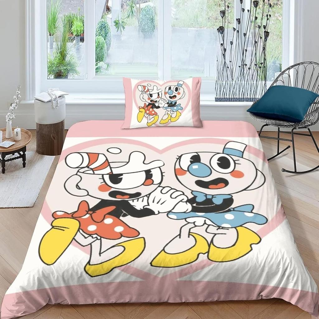The Cuphead Show Cartoon Bedding Sets Exquisite Bed Supplies Set Duvet Cover Bed Comforter Set Bedding Set Birthday Gift