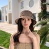 Temperament hollow solid color hat women's spring and summer knitted breathable bucket hat big brim showing small face versatile basin hat