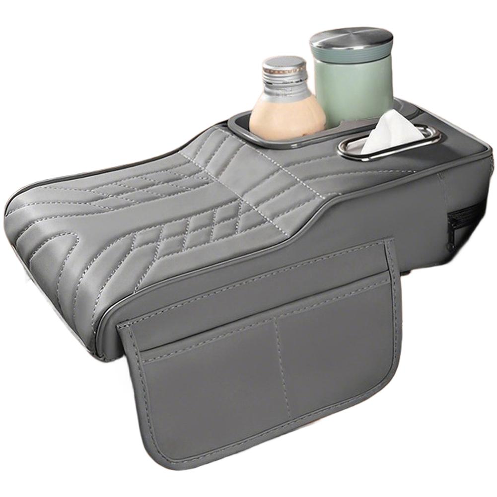 Car Armrest Box Height Increase Cushion Pad With Cup Holder & Storage Organizer Adjustable Automotive Interior Accessories