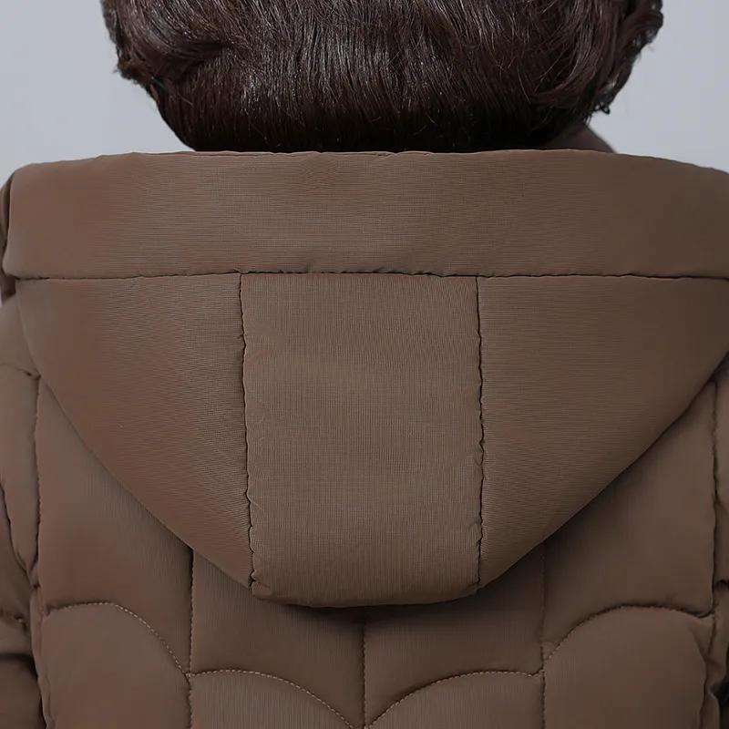 Jachete de Mamă Iarnă Jachete Îngroșate pentru Femei Jachete Parka din Bumbac cu Puf cu Glugă Matlasate Lungi cu Buzunare Palton pentru Femei de Vârstă Mijlocie