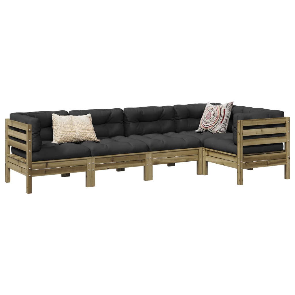 5 Piece Garden Sofa Set with Cushions Pressure Treated Pine Wood