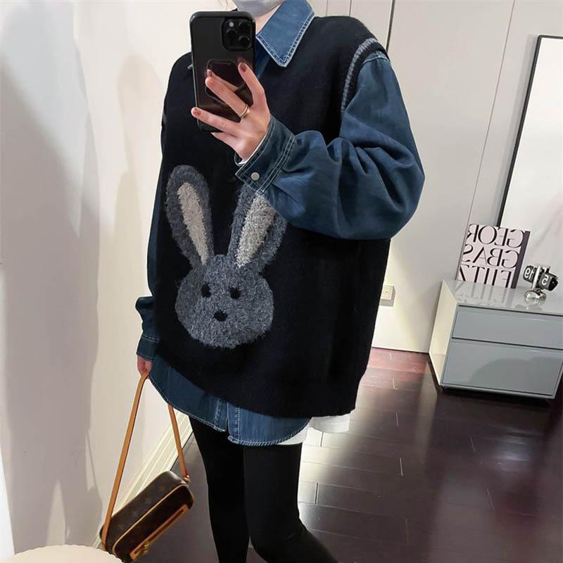 Sleeveless Knitted Vest Women Autumn and Winter Loose Slim Hundred Canvas Pullover Vest Top