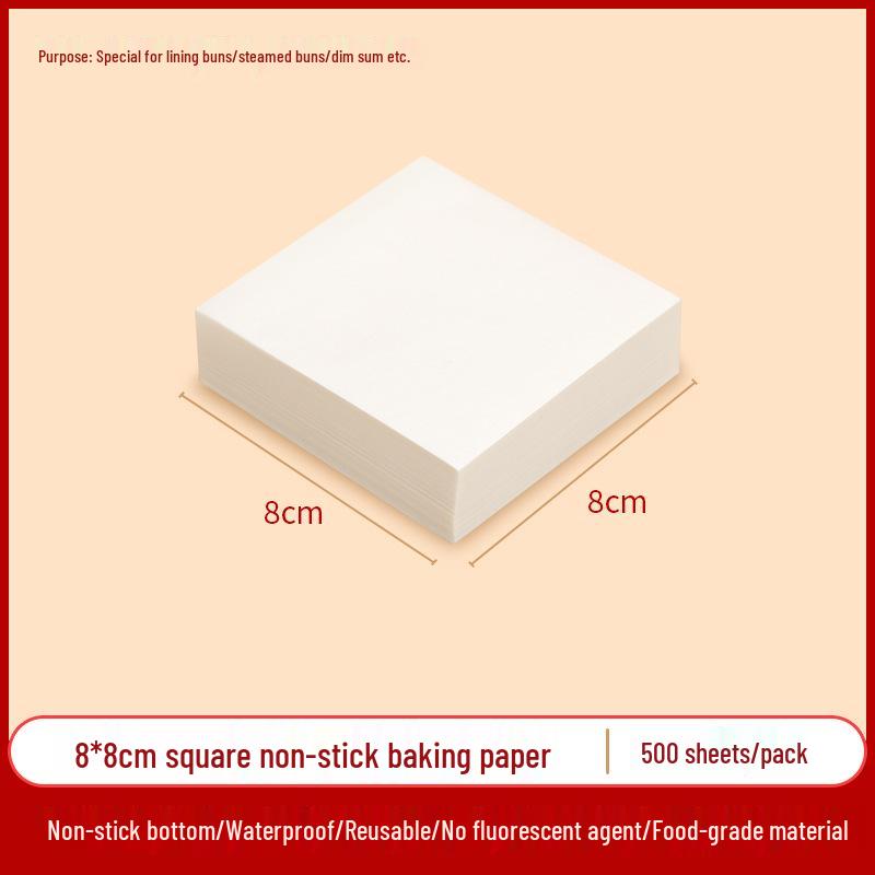 Non-stick, High Temp Resistant Steamer Paper for Buns & Mantou, Round & Square, Disposable & Thickened Bottom