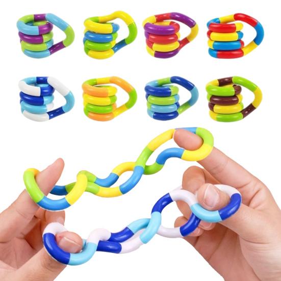 2/4/6Pcs Stress Relief Plastic Twisted Toy Focus Aid Hand Finger Flexibility Training Toy Portable Educational Twisting Loop Fidget Toy