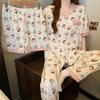 Sweet Girl Cute Little House Summer Pajamas Women'S Loungewear Cloud Cotton Loose And Comfortable Three-Piece Set