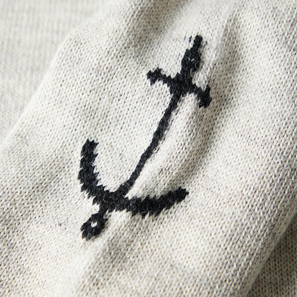 Geonjiulleunseu Crewneck Wholegarment Sweater - Light Gray