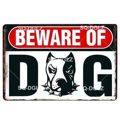 Beware Of Dogs Metal Sign Plaque Metal Vintage Decor Pub Bar Decoration Pet Tin Sign Plates Warning Poster Home Decor