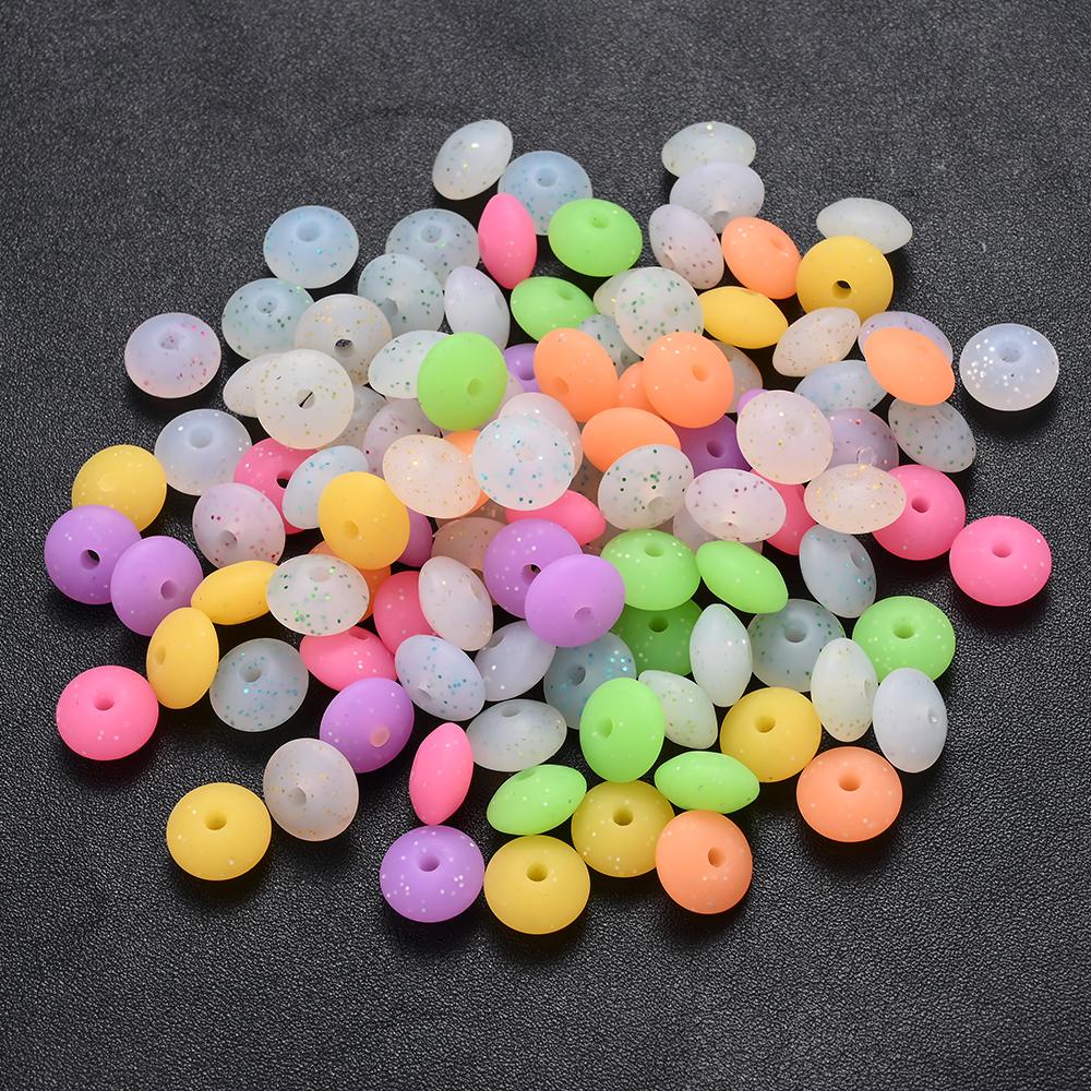 12mm 50Pcs Silicone Luminous Spacer Beads BPA Free Chewable Teething Beads Pacifier Teether DIY Necklace Accessories