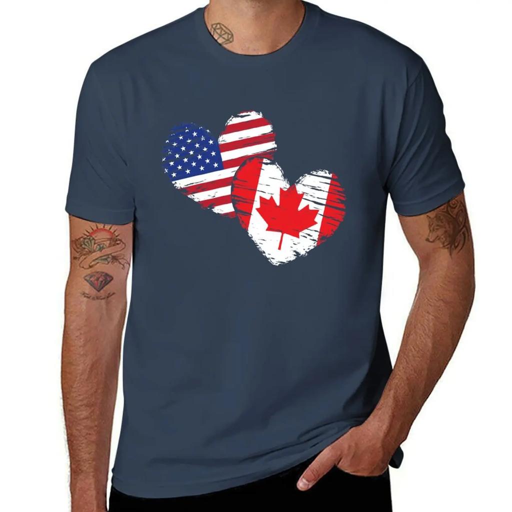 Canadian USA Hearts Canada T-Shirt tees designer shirts men graphic t shirts